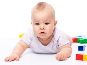 Little boy with building bricks